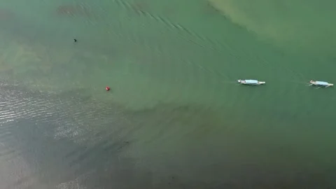 Boats Slowly Moving on Water Stock Footage 255028341