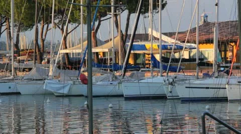 Boats small in docks Close Stock Footage 21893349