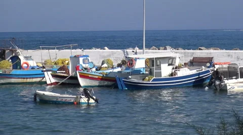 Boats in a Small Jetty Stock Footage 63046477