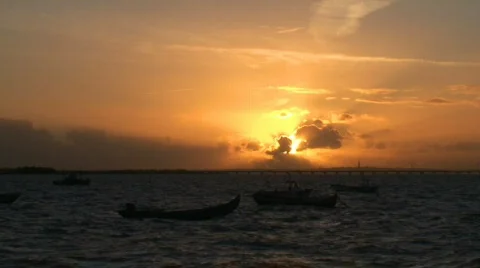 Boats at Sunset Stock Footage 99495