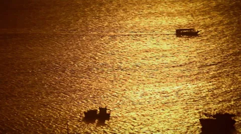 Boats at sunset 库存影片 33738847