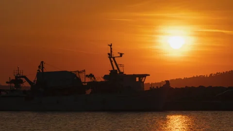 Boats at sunset in Greece 動画素材 242081027