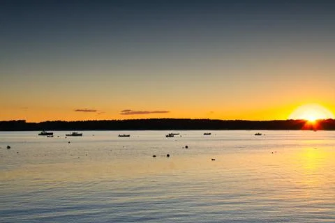 Boats at Sunset Foto stock