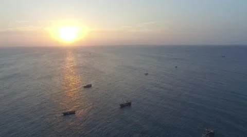 Boats in Sunset in Zanzibar Stock Footage 67520141