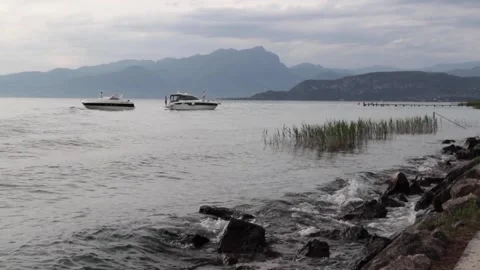 Boats Swinging On The Lake Stock Footage 154501837