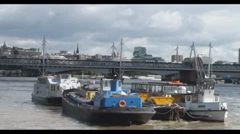 Boats on the Thames Stock Footage 8560034
