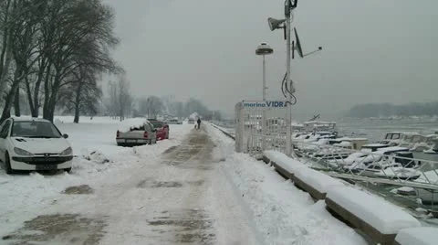 Boats traped in ice 8 Stock Footage 10820102