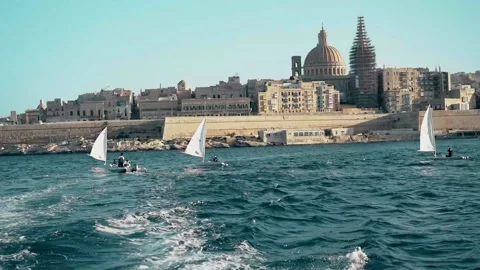 Boats in Valetta, Malta Stock Footage 233290474