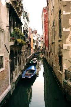 Boats on Venice Canal, ITALY Stock Photos