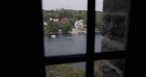 Boats in water - View from Dingle tower Halifax Nova Scotia Stock Footage 202024657