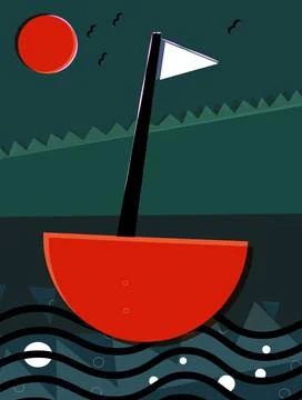 Boats in the Waves Stock Illustration