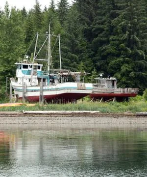 BoatsAtLowTide Stock Photos