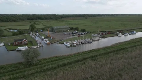 Boatyard on River Stock Footage 262040944