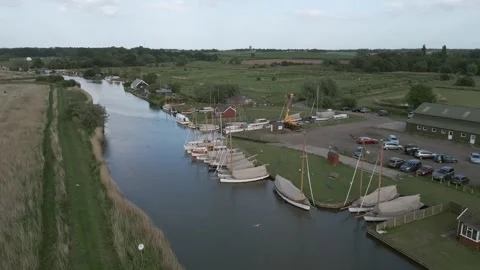 Boatyard Rotating Drone Shot Stock Footage 262041281