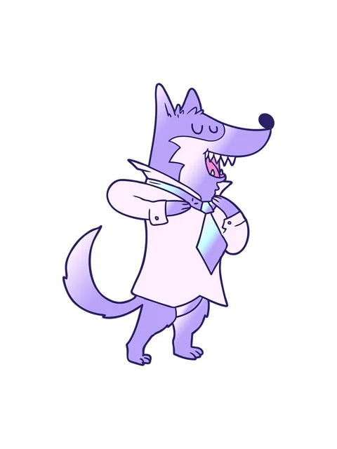 Bob and pause animation of cartoon office wolf getting dressed Stock Footage 324150752