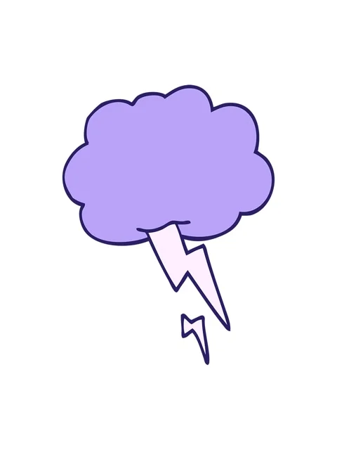 Bob and pause animation of cartoon doodle storm cloud with lightning Stock Footage 324348259