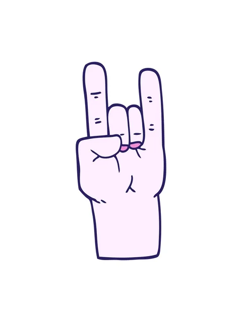 Bob and pause animation of cartoon doodle rock music hand Video stock 324369595