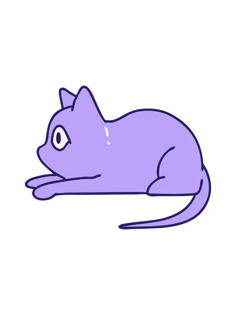 Bob and pause animation of cartoon cat staring at something of interest Stock Footage 324450797