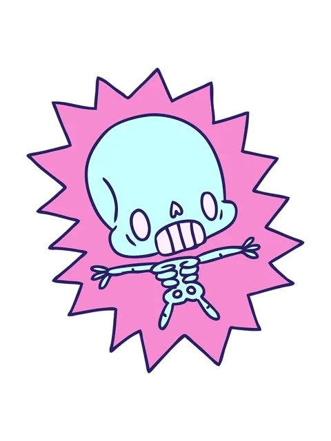 Bob and pause animation of cartoon illustration kawaii electrocuted skeleton Stock Footage 324473795
