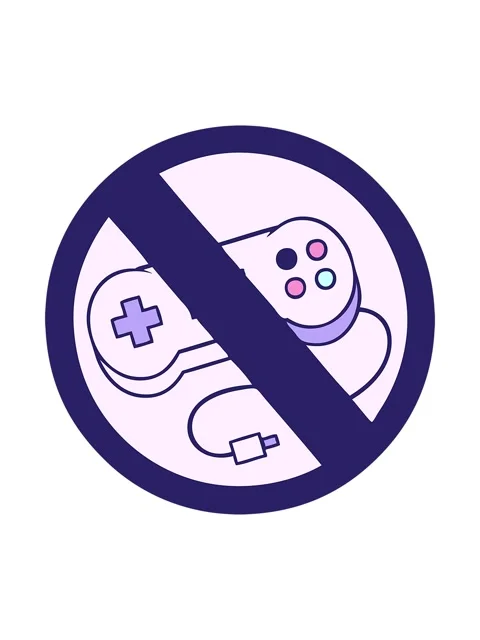 Bob and pause animation of cute cartoon of a no gaming sign Stock Footage 324250814