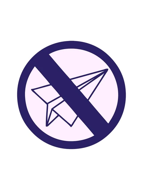 Bob and pause animation of cute cartoon of a no paper aeroplanes allowed Stock Footage 324494256