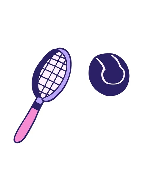 Bob and pause animation of doodle of a tennis racket and ball Stock Footage 324302218