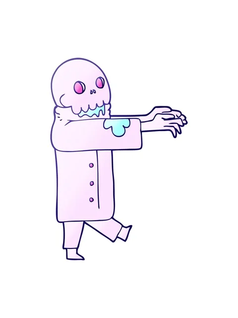 Bob and pause animation of freehand drawn cartoon zombie Stock Footage 324337488