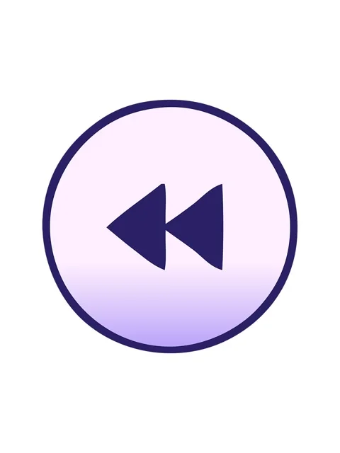 Bob and pause animation of gradient shaded cartoon of a rewind button Stock Footage 324252622