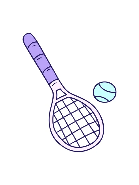 Bob and pause animation of hand drawn cartoon doodle tennis racket and ball Stock Footage 324167957