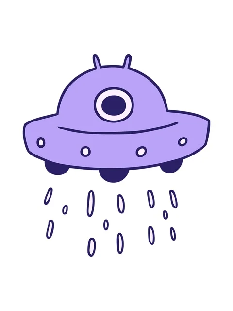 Bob and pause animation of hand drawn cartoon doodle of an alien ship Stock Footage 324357782