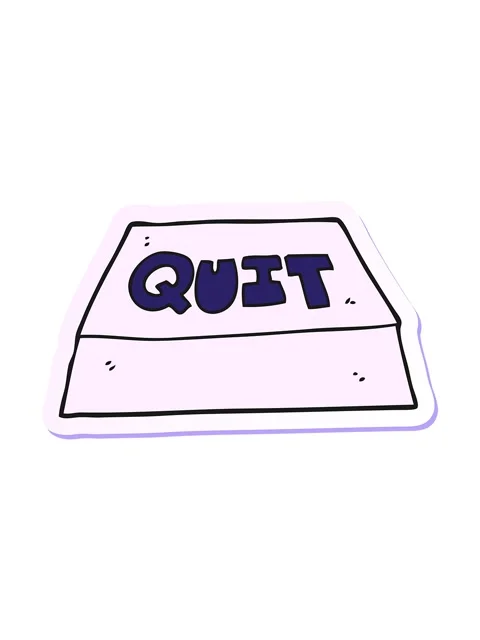 Bob and pause animation of sticker of a cartoon quit button Stock Footage 324402253