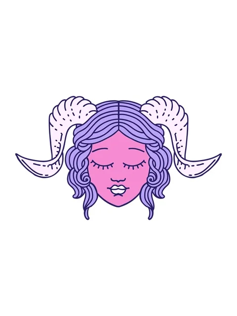 Bob and pause animation of Tattoo Style tiefling character face Stock Footage 324064661