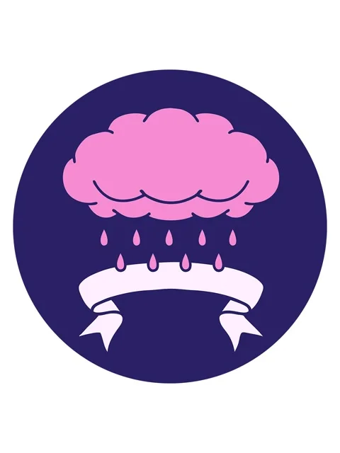 Bob and pause animation of tattoo style icon with banner of a cloud raining Video stock 324139071