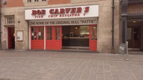 BOB CARVERS FISH AND CHIP RESTAURANT . Kingston Upon Hull Stock Footage 104263568