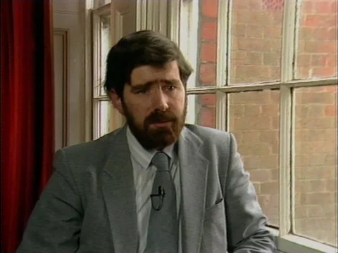 Bob Shorter talking about flats and hospitals for elders, England, 1986 Stock Footage 134024046