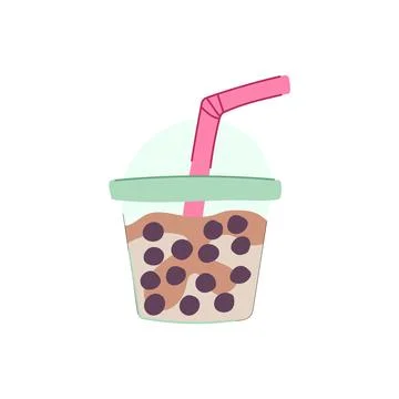 Boba bubble tea cartoon vector illustration Stock Illustration