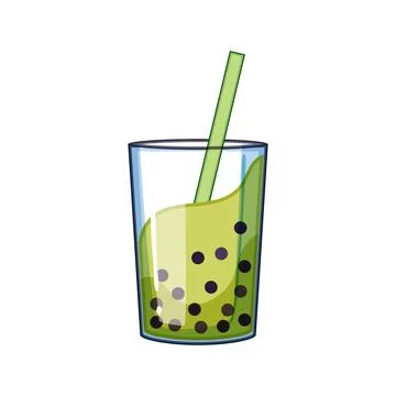 Boba bubble tea cartoon vector illustration Stock Illustration