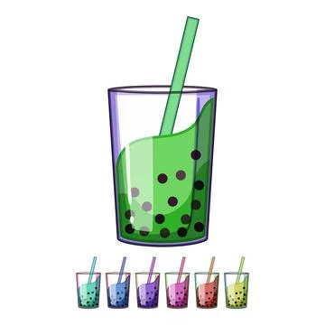 Boba bubble tea cartoon vector graphic Stock Illustration