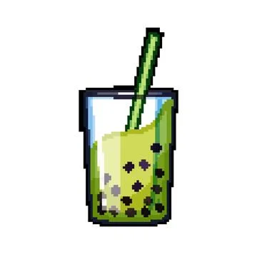 Boba bubble tea pixel art vector illustration Stock Illustration