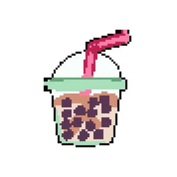 Boba bubble tea pixel art vector illustration Stock Illustration
