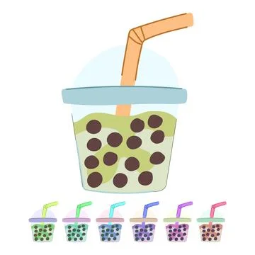 Boba bubble tea vector cartoon graphic Stock Illustration