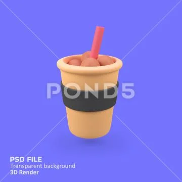 Boba drink isolated 3d render icon illustration PSDテンプレート