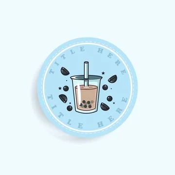 Boba label illustration .re-editable Stock Illustration