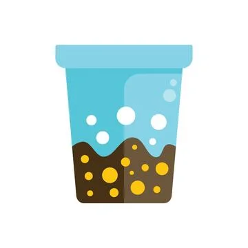 Boba tea in cup with tapioca pearls and milk foam bubbles refreshing beverage イラスト素材