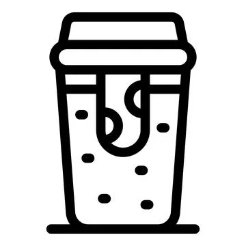 Boba tea cup with tapioca pearls and wide straw, refreshing bubble tea icon Stockillustratie