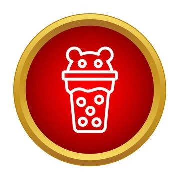 Boba tea drink icon in bear cup Stock Illustration