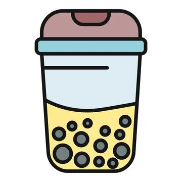 Boba tea drink with tapioca pearls illustration Stock Illustration
