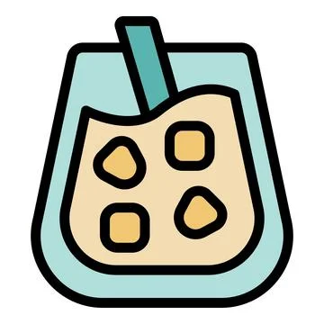 Boba tea with ice cubes and straw in filled glass cup Stock Illustration