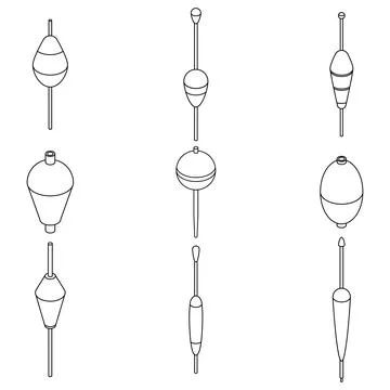 Bobber icons set vector outine 스톡 일러스트
