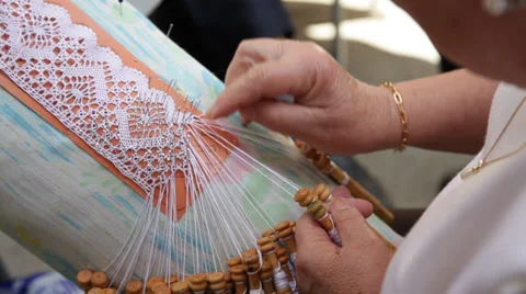 Bobbin lace Stock Footage 36199623
